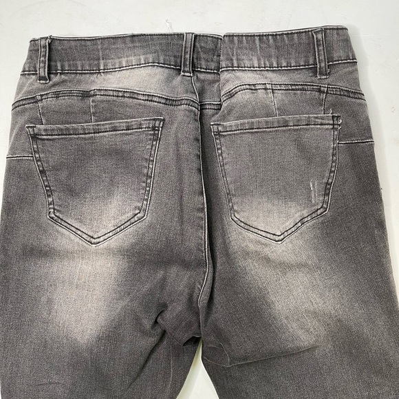 CHARLIE Paige Denim Jeggings Jeans Charcoal Distressed Raw Hem Size Medium - Picture 6 of 12